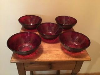 5 Cristal D’arques Ruby Red 5 1/2” Bowls