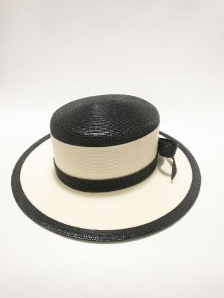 Vintage Frank Olive Black Off White Staw Hat