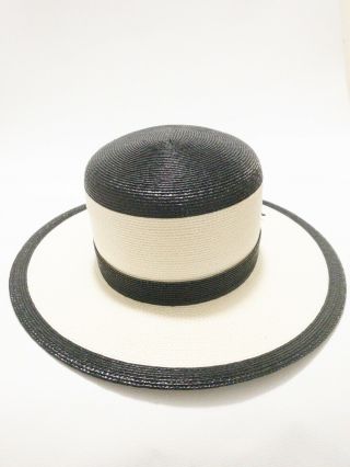 Vintage Frank Olive Black Off White Staw Hat 2