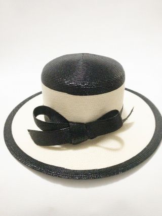 Vintage Frank Olive Black Off White Staw Hat 3