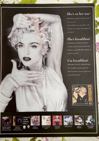 Madonna Stunning Wea/sire 1990 Full Page Large Promotional Industry - Only Advert