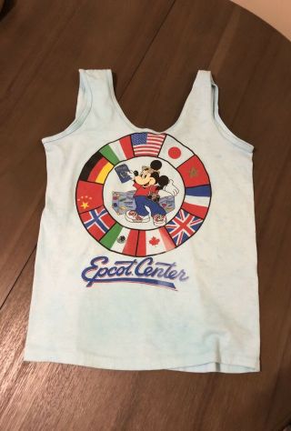 Vintage 80s Epcot Center Mickey Mouse Disney International Flags Tank Women’s Sm