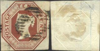 Sg57 10d Brown Embossed Cut - Square.  Fine.