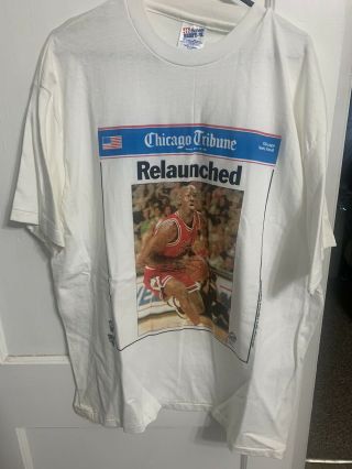 Vtg Michael Jordan Chicago Bulls Tribune 1995 Shirt Hanes Beefy Xl