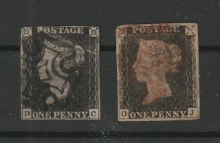 Gb 1840 Penny Blacks Sg 1 (2x) In Space Filler Quality