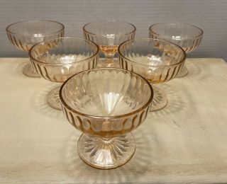 Antique Depression Glass Pink Dessert Cups Set Of 6