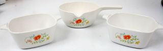 Vtg Corning Ware Wild Flower Dishes - P - 43 - B 2.  75 Cup Dish - P - 89 - B 2.  5 Cup Dish