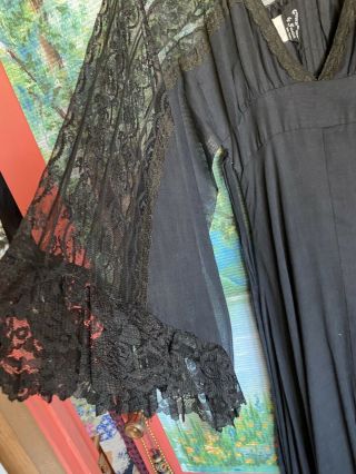 gunne sax Maxi Dress black dress lace sheer sleeves& Bodice 2