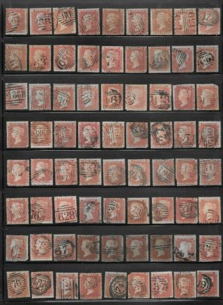 Great Britain - Accumulation 750 Queen Victoria 1d & 1/2d Red Stamps (11 Scans)