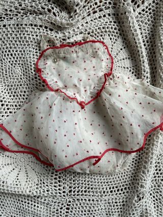 Vintage Flocked Sheer Skirted Heart Romper Dress Baby Little Craft