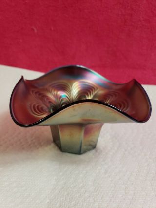 Vintage Fenton Amethyst (Peacock Tail) Carnival Glass Hat Shape Bowl / Dish RARE 2