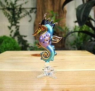 & Fresh Sea Horse,  Handmade Sea Horse Art Glass Blown Sea Animal Figurine