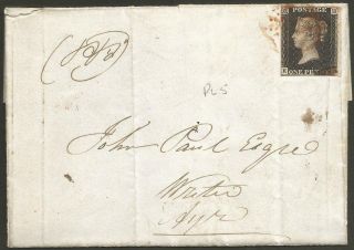 1840 October Penny Black On Cover P5 Ed 4 Margins Girvan To Ayr Oct 30th 1840
