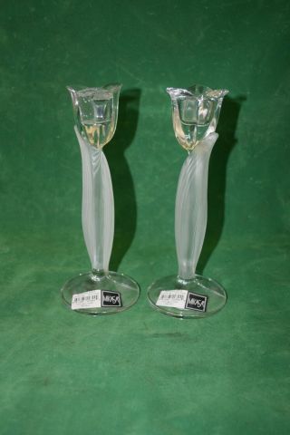 Mikasa Pair Spring Aria Candle Holder Candlestick 8” Full Lead Crystal