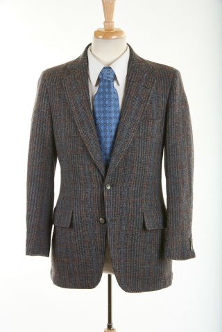 Vintage Mens SOUTHWICK Sport Coat 38 R Steel Gray Purple Plaid Fleck Wool Tweed 2