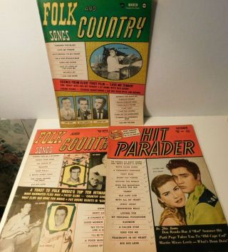 Elvis On Covers Hit Parader And Folk & Country Songs Magazines 1957