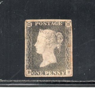 1840 Great Britain Sc 1b 1 Penny Grey Black Cv $22500.  00