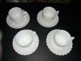 Vintage Milk Glass Imperial Grape Cups & Saucers set of four 2