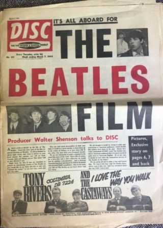 Disc Music Paper,  March 1964,  With The Beatles On Cover In