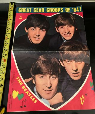 Giant Full - Color 1964 Beatles And Rolling Stones Poster Great Gear Groups Of 64