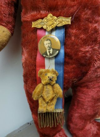 Antique Old Vintage Schuco Steiff Miniature Mohair Teddy Bear With Patriotic The