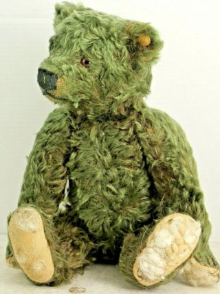 Antique Style Steiff Button In Ear Jointed Teddy In Green - Some Damage L@@k
