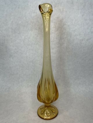 Vintage Viking Swung Vase Amber Gold 1960s 6 Petal