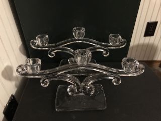 Martinsville Clear Glass 3 Candle Candelabra Candlestick No.  425