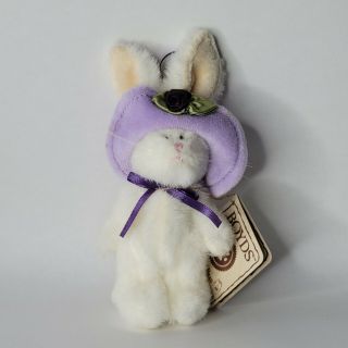 Boyds Bear Dipsie Rabbit Mini Ornament Bunny White With Purple Hat 562476