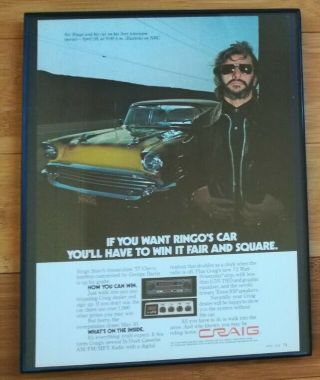 1978 Ringo Starr Framed Craig Stereo Ad 57 Chevy George Barris Advertisement