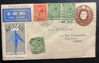 1932 Croydon England First Flight Airmail Cover Ffc To Limassol Cyprus