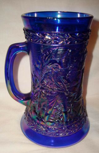 Fenton Blue Carnival Iridescent Glass 1776 - 1976 American Bicentennial Stein Mug