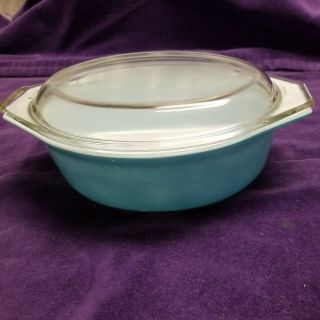 Pyrex Ovenware Oval Robin Egg Blue Casserole Dish With Clear Lid 1.  5 Qt.  043