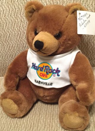 Hard Rock Cafe Nashville 1999 Pps Prototype Teddy Bear Plush W/neon Hrc Logo Tee