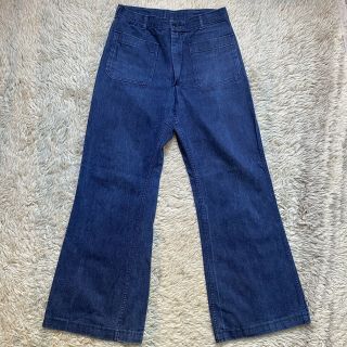 Vintage 80s Navy 31 Denim Type Ii Utility Trousers Bell Bottom Jeans Flare