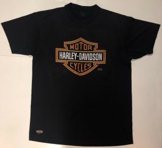 Vtg T Shirt 3 D Emblem Harley Davidson Xxl Big Logo 1991