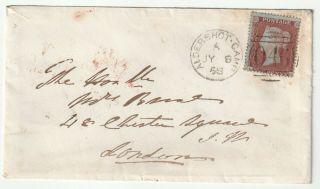 1858 Hampshire Military - Aldershot Camp Duplex Postmark 1d Star Cover To London