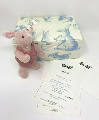 Steiff Piglet 5.  11 " (13cm) Pink Mohair Standing Pig 2 - Way Jointed - Arms