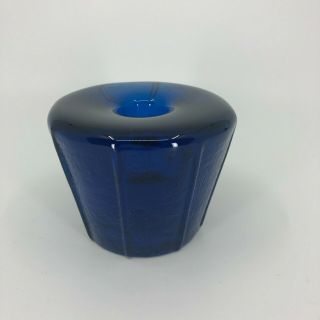 Vintage Blenko Art Glass Mid Century Modern Cobalt Blue Glass Candle Holder
