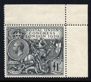 Gb Kgv 1929 Sg438 £1 Black Puc Fine Unmounted With Margins Cat £1,  100