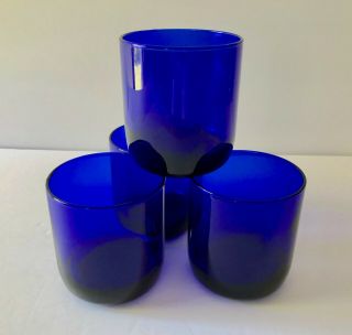 Set Of 4 Vintage Libbey Metropolitan Cobalt Blue 10oz Juice Glass 3.  5 "