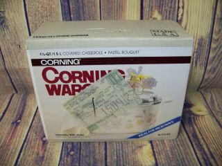 Vintage Corning Ware 1.  5 Qt.  Pastel Bouquet Covered Casserole
