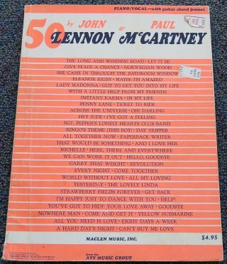 1970 Beatles - Lennon - Mccartney Songbook - Piano - Vocal - Guitar Tabs Sheet Music Book