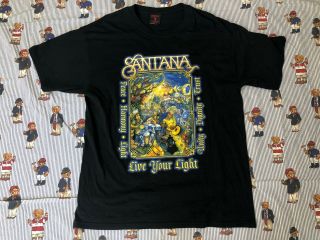 Carlos Santana Live Your Light 2008 Concert Tour Black T - Shirt Tee W/print Large