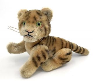 Steiff Tiger Jointed Mohair Plush 10cm 4in Id Button 1952 - 59 Vintage