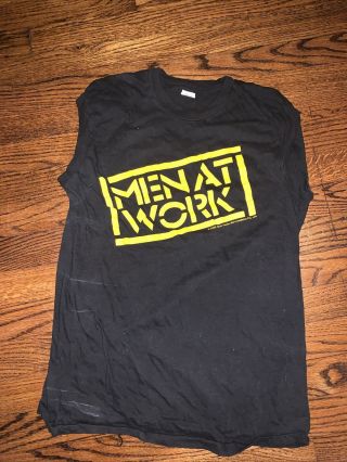 Men At Work 1983 Tour Vintage Rock Concert T - Shirt Sleeveless Muscle