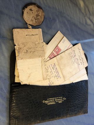 Antique Copperhill Tennessee Leather Document Wallet Georgia 1890’s Land Deeds