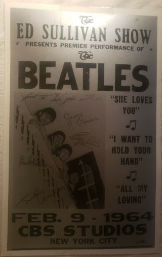 Concert Poster The Beatles 14x22 " Bill Ed Sullivan Show 1964 Signatures 172
