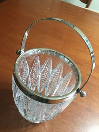 Vintage Lead Crystal Silver Ring Ice Bucket/wine Chiller - 9” Tall