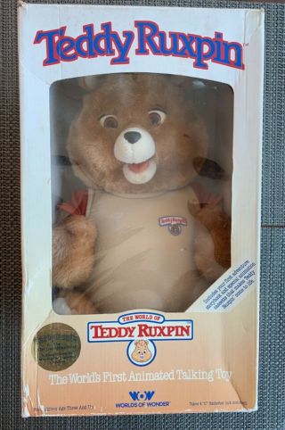 Vintage Teddy Ruxpin Bear Doll 1985 Worlds Of Wonder Wow Cond.